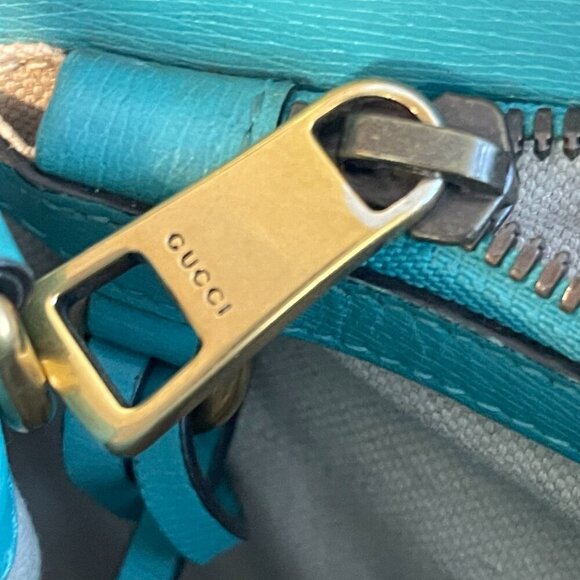 Gucci Calfskin Medium Bright Bit Top Handle/Shoulder Tote, Turquoise - Preowned - Picture 8 of 16